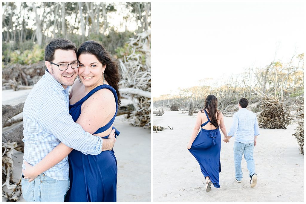 Walking at the Boneyard beach for an engagement session